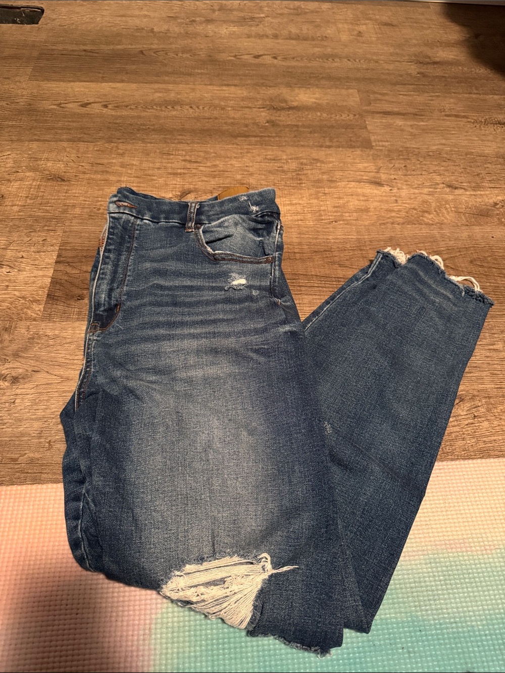 Curvy super high rise American Eagle Outfitters Dark Distressed Jeans/Jeggings